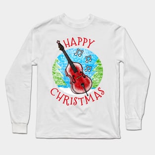 Christmas Double Bass Bassist Musician Xmas 2022 Long Sleeve T-Shirt